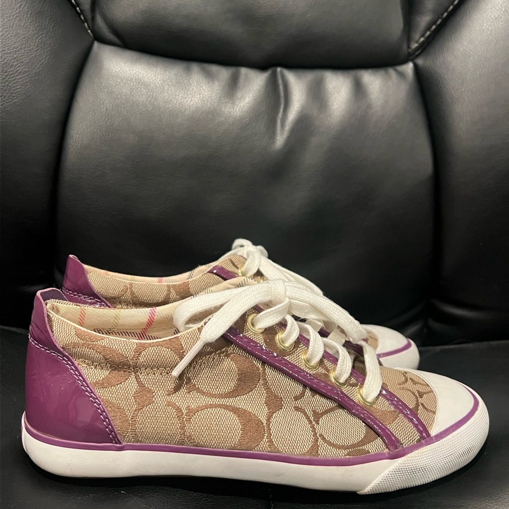 Coach Women's Sneakers in Purple and Tan